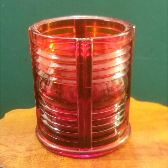 Duncan & Miller Nautical Port Light Ruby Red Cigarette Jar EAPG 3.5" Tall 3" Dia - Picture 2 of 7